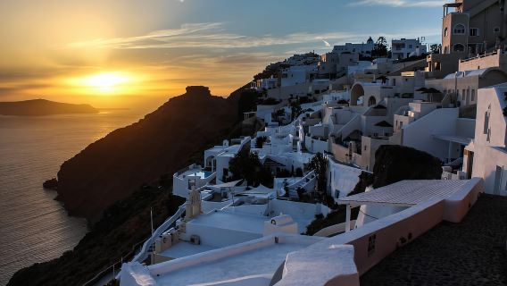Depuis le port de Réthymnon : excursion d'une journée à Santorin