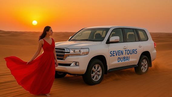 Sunset Desert safari with Camel Ride Sand Board & BBQ Dinner 