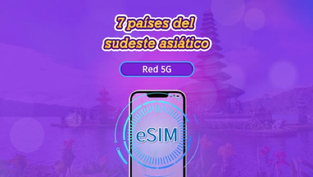 Sudeste Asiático (7 países) | eSIM 5G/4G | Pase diario/Plan Completo | Facturación cada 24 horas | 1-30 días | Código QR