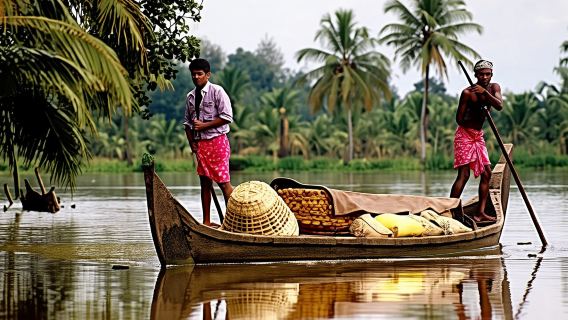 Cochin : Đi thuyền Canoe Ngược dòng Alleppey/Alappuzha (Shikara)