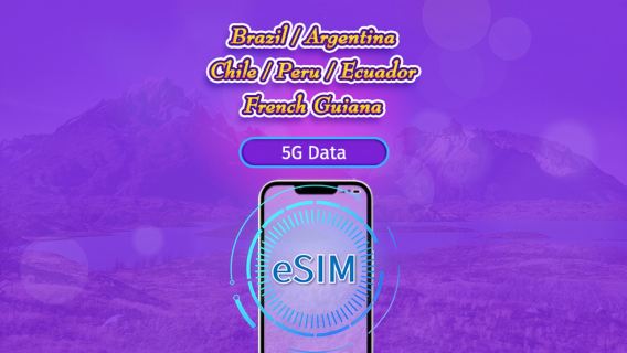 South America (6 countries) | 5G/4G eSIM | Day Pass/Total Package | 24H Billing | 1-30 days | QR code