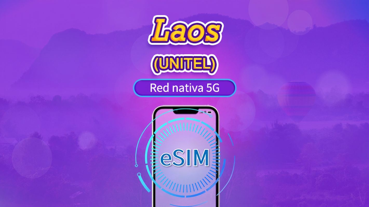 Laos | UNITEL 5G/4G eSIM | Paquete de Datos | Número local | Los datos se renuevan cada 24 horas | Válido 5-30 días | Código QR