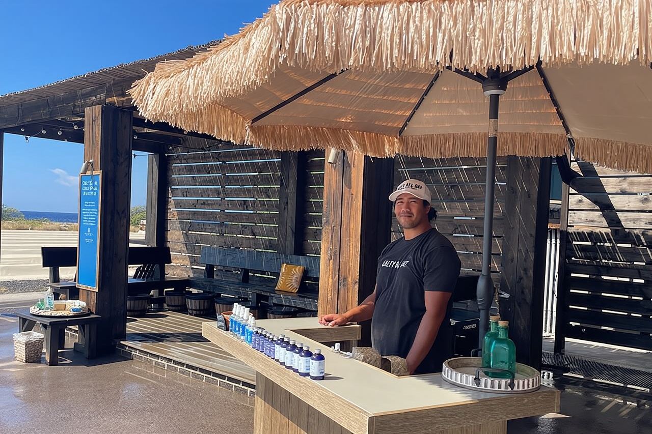 Baño de pies en aguas profundas del océano en Kailua Kona