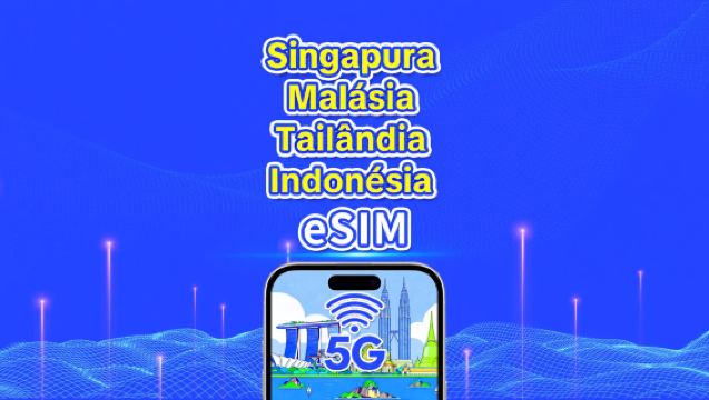 eSIM do Sudeste Asiático | Cingapura/Malásia/Tailândia/Indonésia | 5G/4G | Dias corridos | 1-30 dias | Código QR