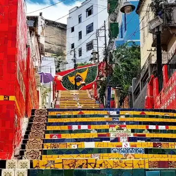 ブラジル・リオデジャネイロ キリストの像+天梯大聖堂+セラロン階段+