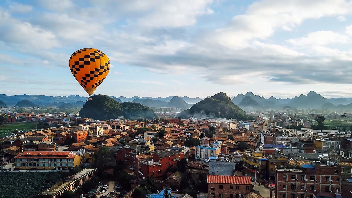 雲南普者黑熱氣球飛行體驗 日出觀光高空自由飛行 雲南周邊遊