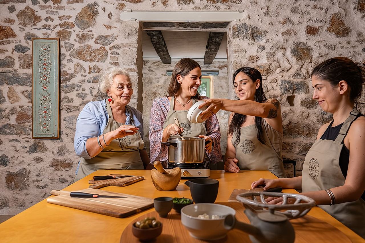 Lezione di cucina ad Atene e pranzo nel nostro splendido giardino in Grecia