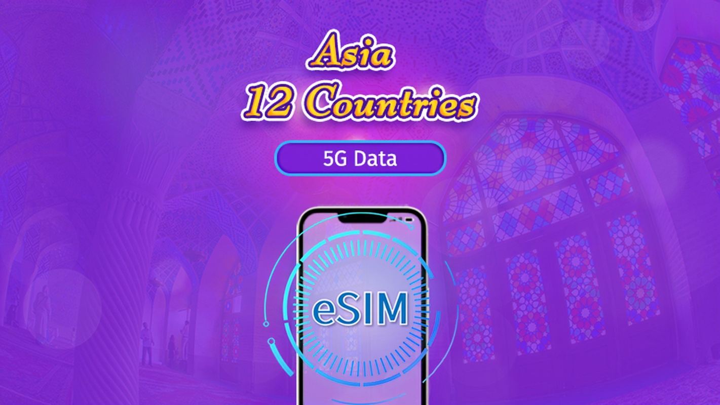 Azië (12 landen) eSIM | 4G/5G-ondersteuning | Totalpakket | Geldigheidsduur 365 dagen | 24-uurs facturatie | Echte naamverificatie vereist voor Hong Kong & Taiwan | QR-code