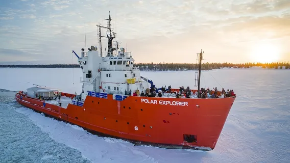 Polar Explorer icebreaker cruise in the frozen sea of Lapland