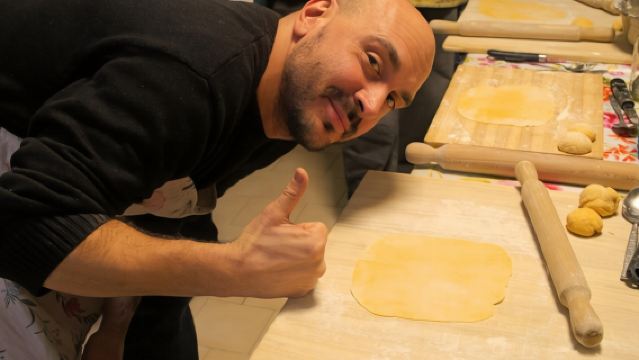 Traditional bolognese pasta making with a meal