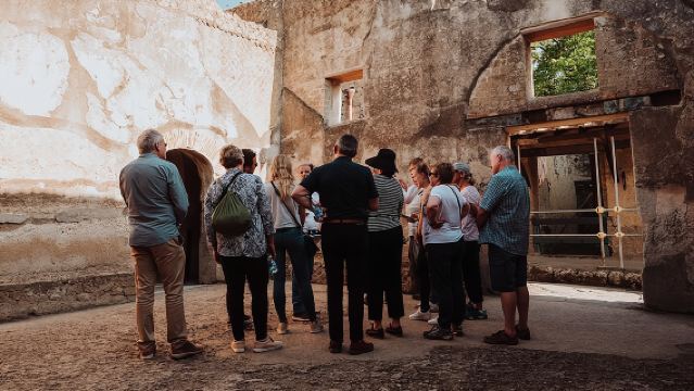 ทัวร์กลุ่มเล็กปอมเปอีและเฮอร์คิวเลเนียมพร้อมไกด์นักโบราณคดี