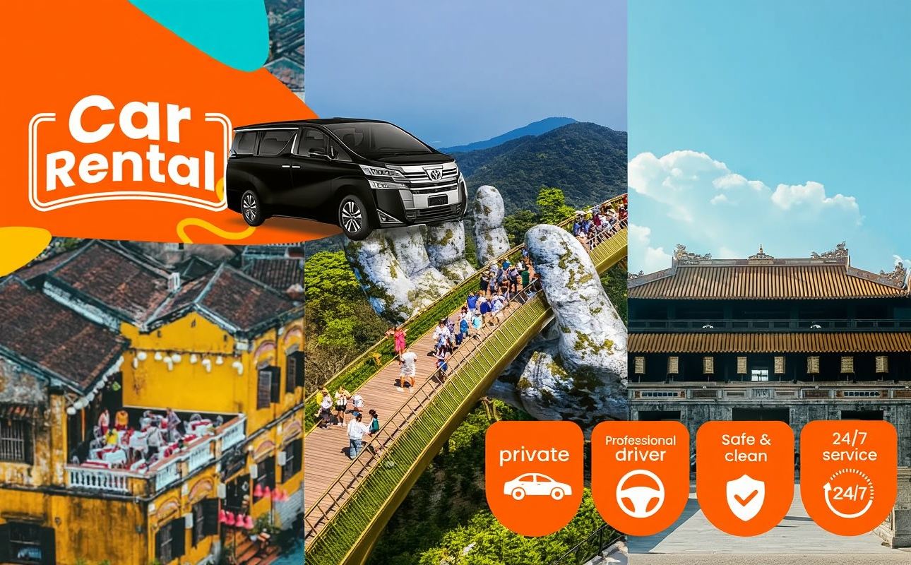 Da Nang private transfers: Ba Na Hills / Hoi An / Hue / Vinwonders Nam Hoi An / Marble Mountains / Crescent Resort