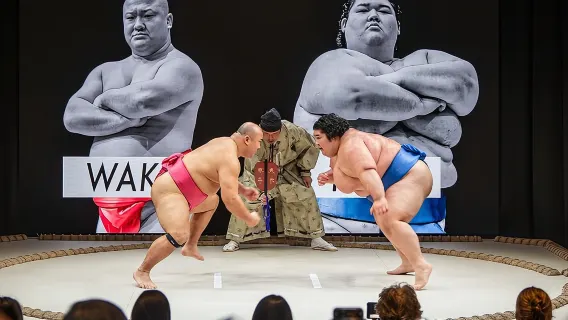 Sumo show in Osaka Namba THE SUMO HALL HIRAKUZA OSAKA