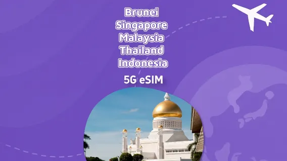 Brunei & Singapore & Malaysia & Thailand & Indonesia | 5G eSIM | High-speed data | Total Data Package | 5-10 days | Natural day | Quick installation | QR code