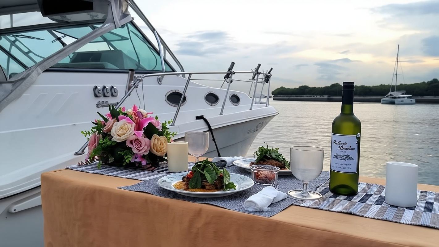 [로맨틱한 커플 요트 선셋 디너] 싱가포르 센토사 해상 크루즈 | 촛불 디너 | 데이트, 기념일, 프러포즈, 생일 축하에 완벽한 선택!