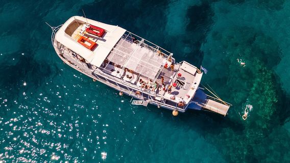 Crucero a nado de bahía a bahía por Rodas - Bufé griego con vino incluido