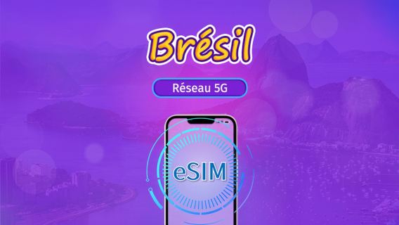 Brésil | eSIM 5G/4G | Pass journalier / Forfait total | Facturation 24h | 1–30 jours | Code QR