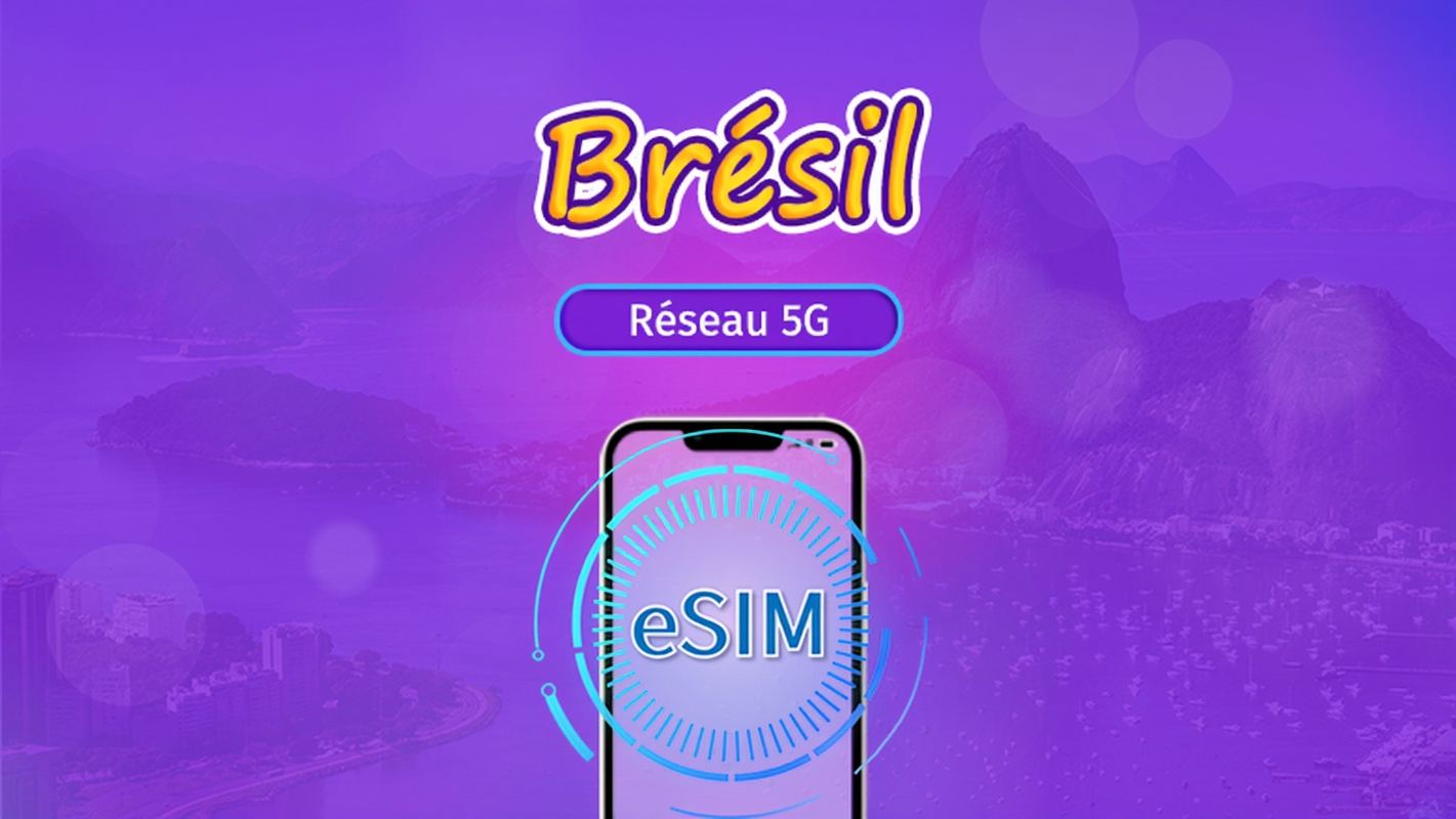 Brésil | eSIM 5G/4G | Pass journalier / Forfait total | Facturation 24h | 1–30 jours | Code QR