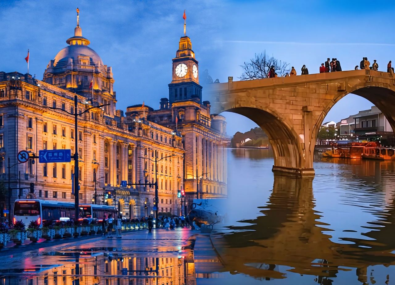 Recorrido en autobús de 1 día por el Jardín Yu de Shanghái, la Calle Vieja, el Bund y la Ciudad del Agua de Zhujiajiao