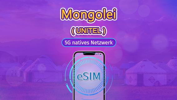 Mongolei | UNITEL 5G eSIM | Gesamtpaket | Unterstützt TikTok und ChatGPT | Unbegrenzte landesweite Anrufe und Tests | Natürliche Tagesabrechnung | 3-30 Tage | QR-Code