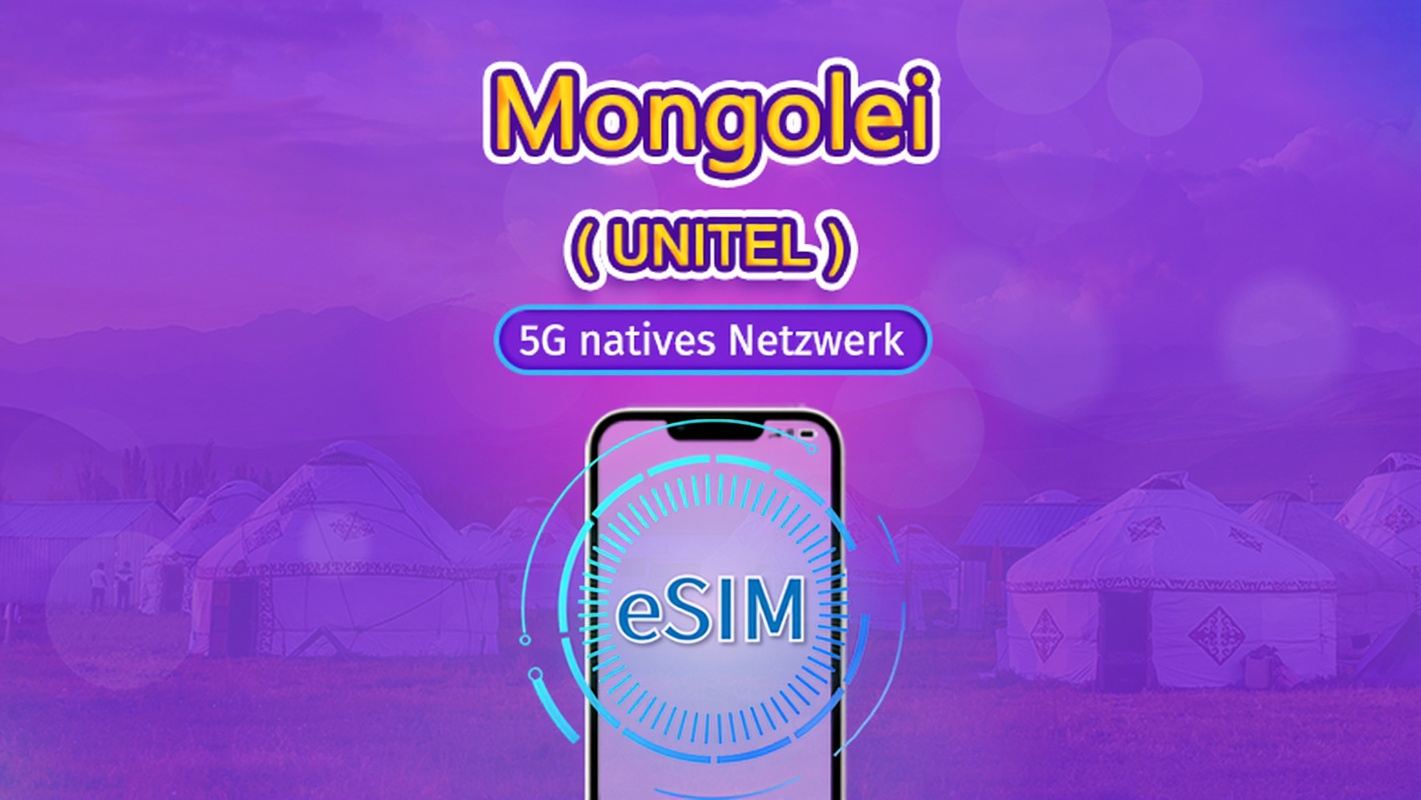 Mongolei | UNITEL 5G eSIM | Gesamtpaket | Unterstützt TikTok und ChatGPT | Unbegrenzte landesweite Anrufe und Tests | Natürliche Tagesabrechnung | 3-30 Tage | QR-Code
