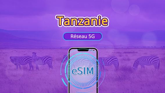 Tanzanie | eSIM 5G/4G | Compatible avec TikTok & Google Maps | Forfait journalier/Forfait données | Facturation sur 24 heures | 1-30 jours | Code QR
