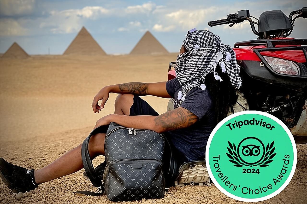 Quad bike ATV around the Desert of Giza Pyramids