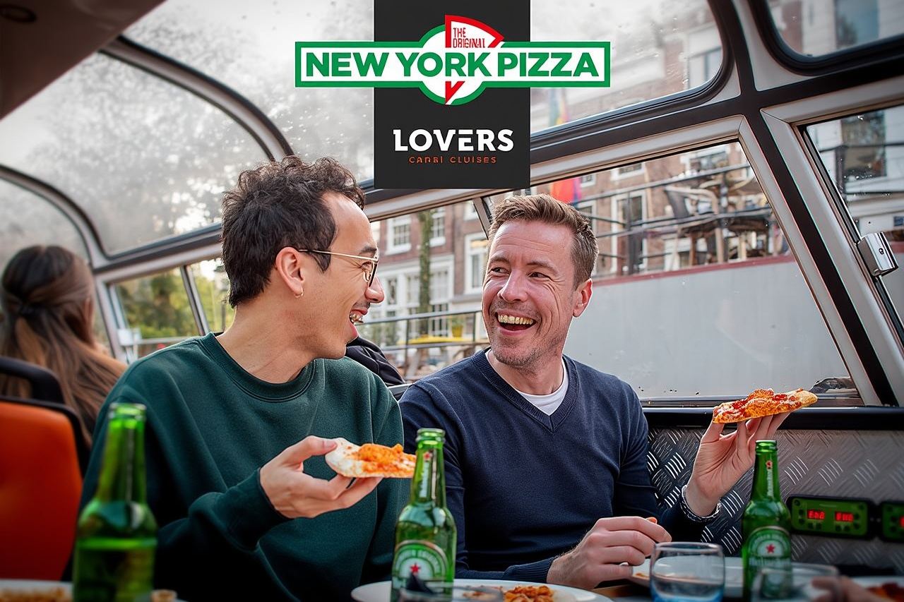 Crociera guidata ad Amsterdam con pizza, bevande e gelato newyorkesi