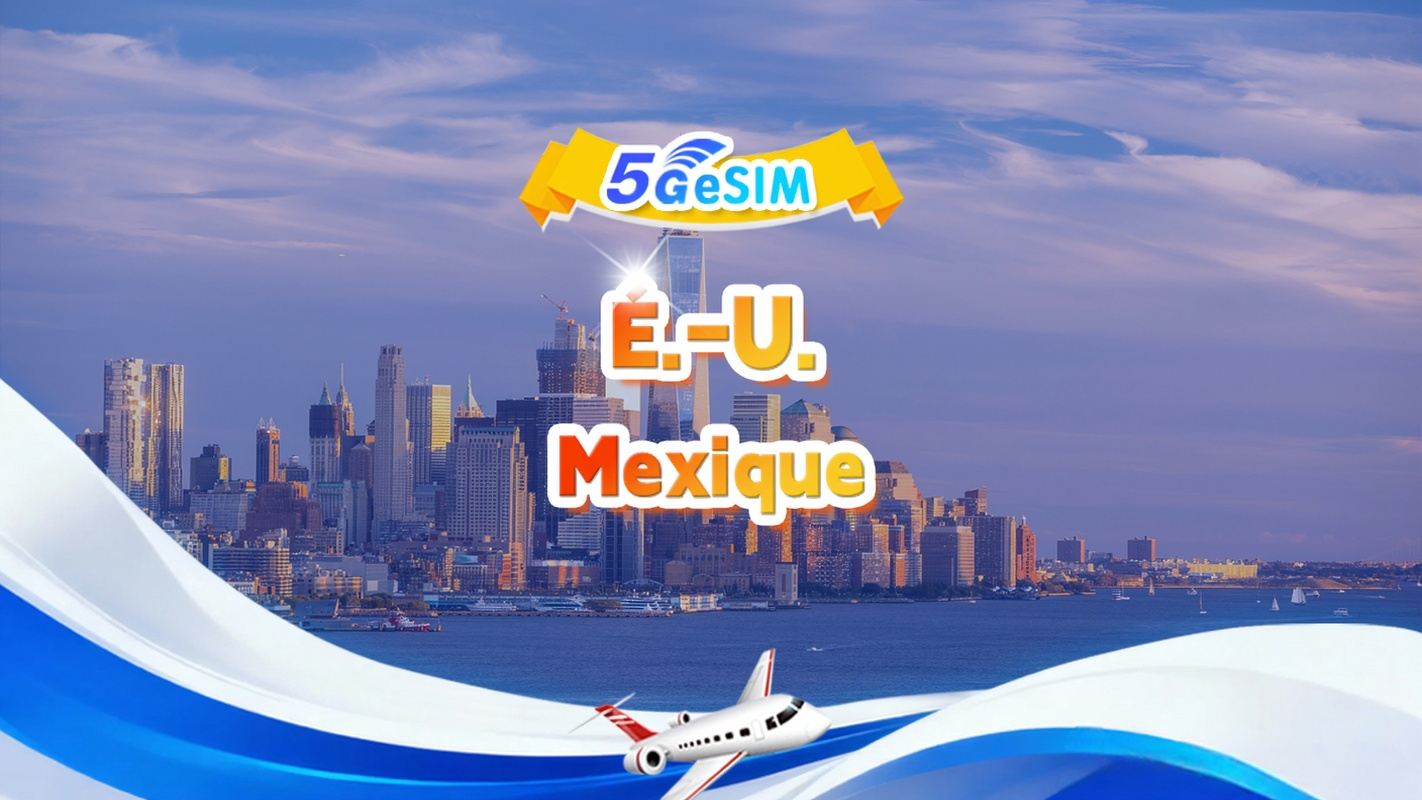 eSIM 5G disponible aux États-Unis et au Mexique| Forfait d'utilisation quotidienne/forfait de quantité totale|  1 à 30 jours|code QR