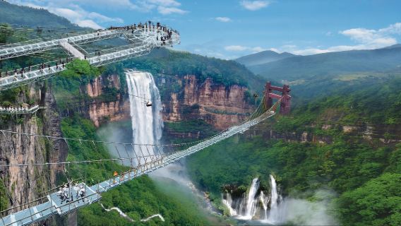Tur satu hari dari Guangzhou ke Qingyuan Gulongxia Yuntian Boba, platform melayang terpanjang di dunia