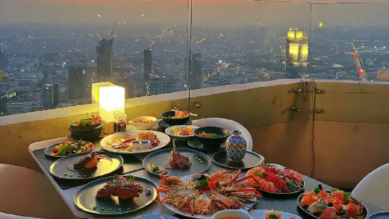 บุฟเฟ่ต์ที่โรงแรมใบหยกสกาย กรุงเทพ