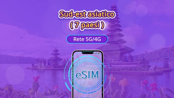 Sud-est asiatico (7 paesi) | eSIM 5G/4G | Pacchetto giornaliero/Pacchetto dati | Tariffazione 24 ore | 1 - 30 giorni | Codice QR