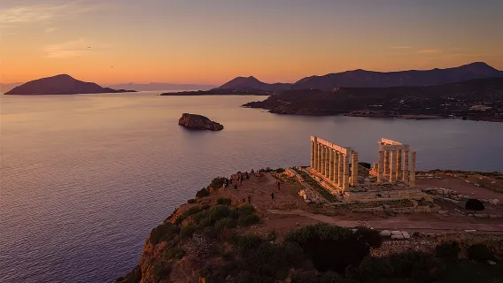 Halb-Tagesausflug zum Kap Sounion und Poseidon-Tempel in Athen, Griechenland|Mit Blick auf den Sonnenuntergang