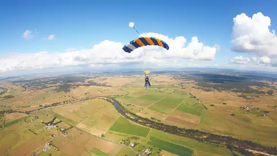 Parachuting in Hunter Valley, Newcastle, Sydney, Australia (regular pick-up and drop-off + photo and video included)
