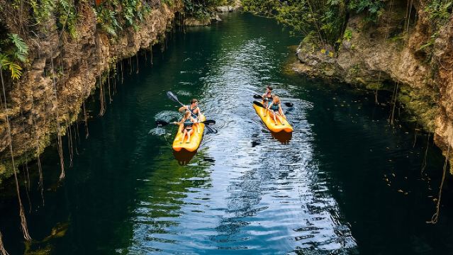 4-in-1 Cenote Tour Guided Experience with Breakfast, Lunch & Wine