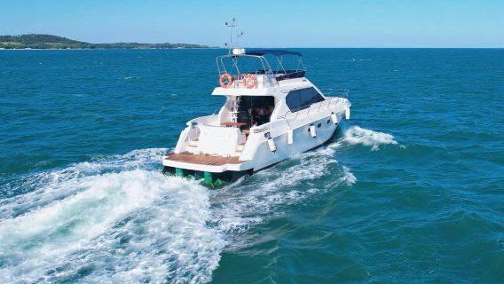 Weihai Yacht: 3-Hour Private Charter of 56-Foot Luxury Yacht in Weihai Bay + Fruits & Drinks + Yacht Self-Driving Experience + Seagull Feeding + Sea Fishing + Water Mat