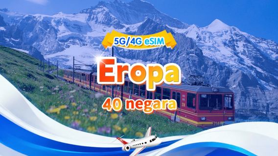 eSIM 4G/5G Eropa | Paket harian/Paket total | 500MB/hari-total 30GB | 1-30 hari | Sistem 24 jam | QR code