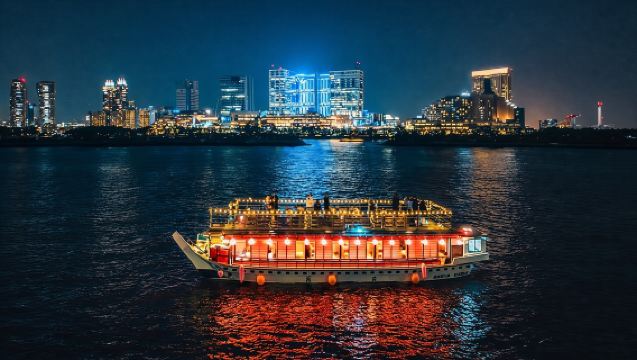 東京クルーズ : 春の屋形船 桜テーマ＆日本ショー、ドリンク付き