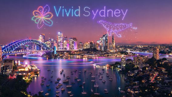 Crucero con luces y música VIVID en Sídney - Salida desde Puerto Darling