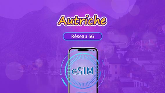 Autriche | eSIM 5G/4G | Forfait total | Facturation 24h | 7–30 jours | Code QR