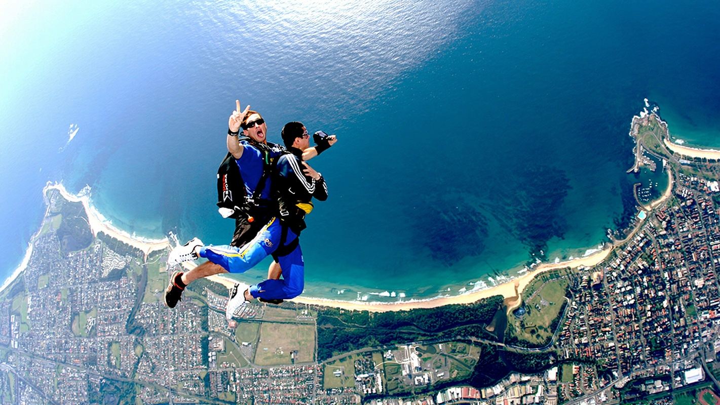 Sydney Wollongong Newcastle coastal skydiving [with transfers/includes tax + free skydiving certificate/professional 1-on-1 instructor guidance]