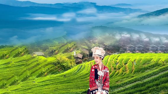 Perkhidmatan internet percuma! Guilin Longji Rice Terraces + Jinkeng Rice Terraces + Kampung Huangluo Yao lawatan sehari 8 orang/pakej persendirian