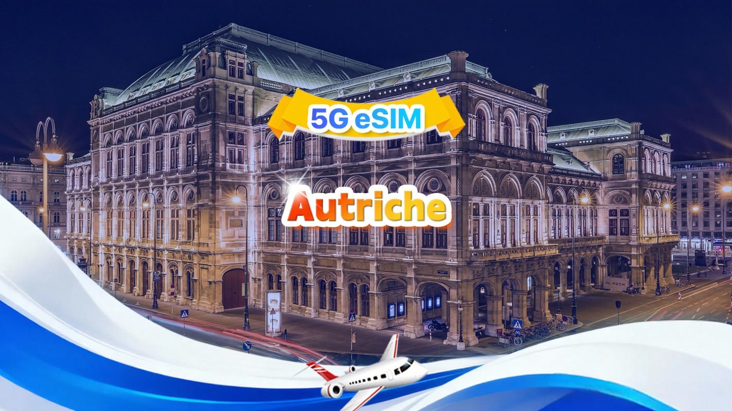 eSIM 5G Autriche | Forfait données journalier/total | 1 Go/jour - 30 Go de données totales | 1 à 30 jours | Format 24 heures | QR code