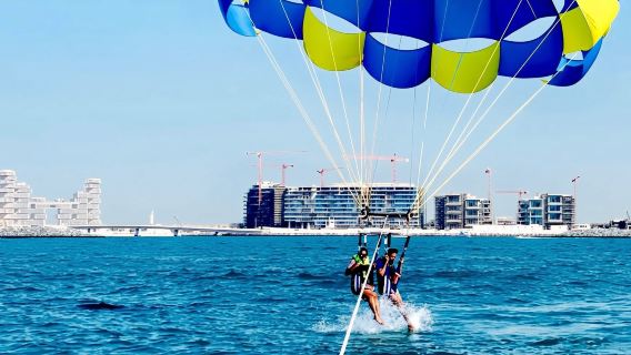 Dubai Parasailing Experience [Enjoy parasailing over the sea with stunning views of Palm Jumeirah, JBR, and Dubai Marina]