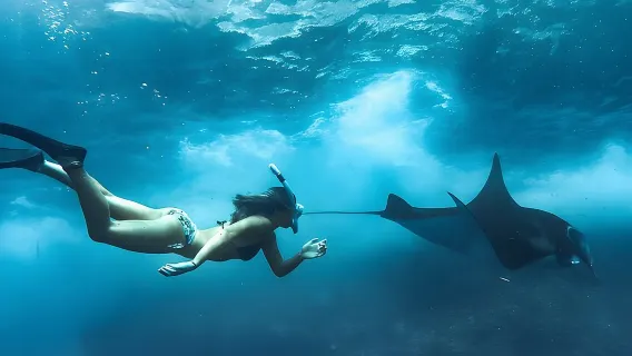 Snorkeling In Nusa Penida Island With Manta Ray From Bali