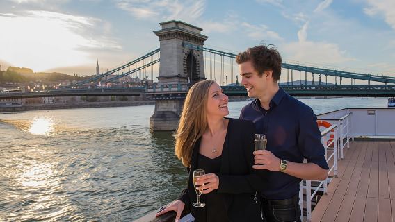 Panoramic Budapest evening cruise and city lights with welcome drink
