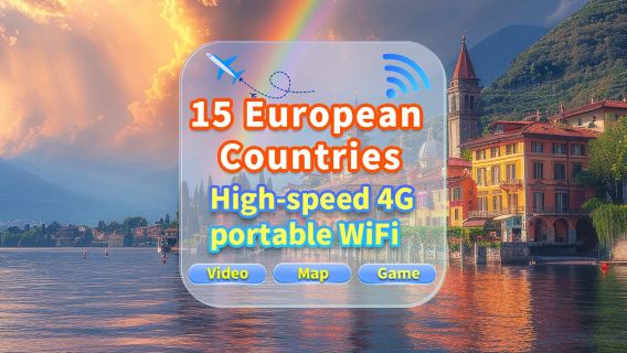 [15 European countries] 4G network | Unlimited traffic | Self-pickup at the airport | WiFi rental, high-speed traffic, shared by multiple people, ready to use at boot, 12H standby, 24H customer service