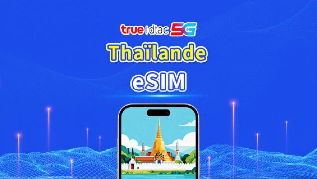 Thaïlande truemove 5G eSIM | Forfait de données total/Données illimitées | 1–30 jours | Facturation sur 24 heur | QR code