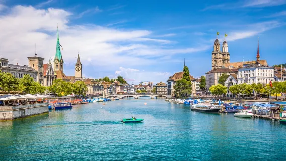 Zurich Cathedral + Bahnhofstrasse + Zurich Old Town + Limmat River + Lake Zurich