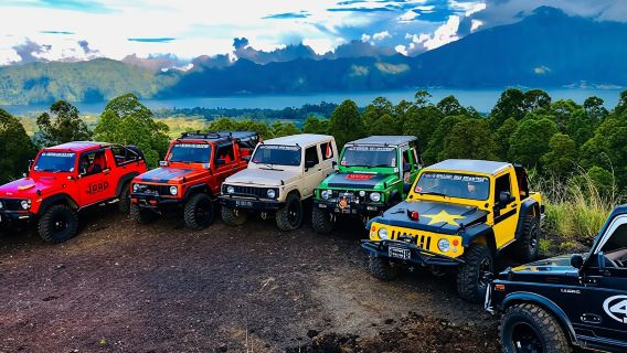 4x4 classic jeep tour with waterfall, Batur Caldera sunrise and Batur black lava volcano